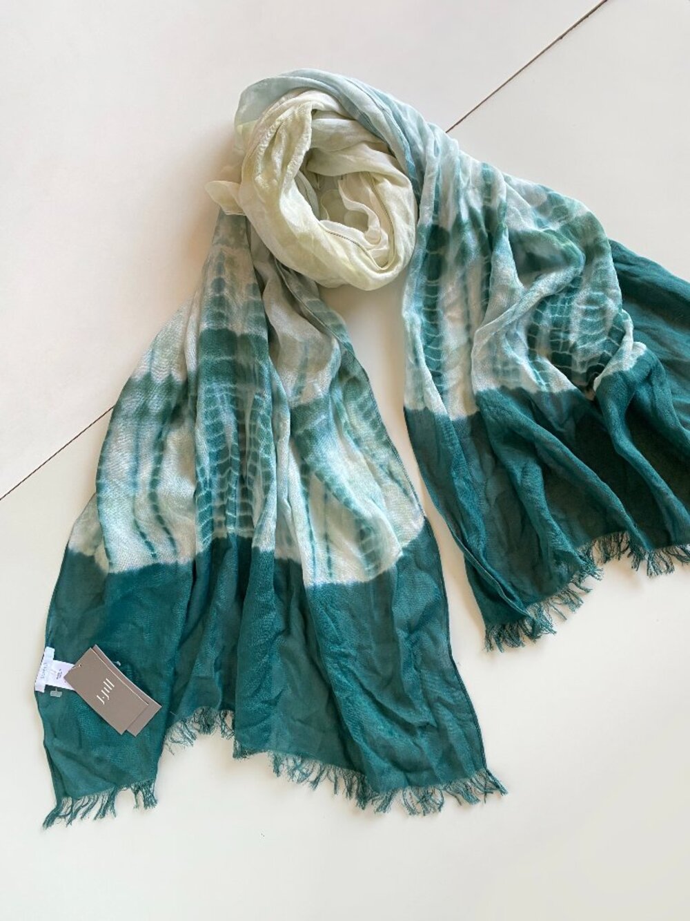 J. Jill Tie-Dyed Large Scarf NWT ($59) Green / White 29.5"x72"